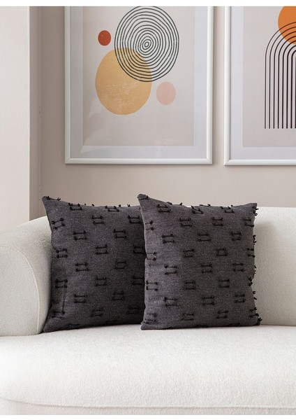 Etnik Desenli Punch Işlemeli Keten Kırlent Kılıfı 43X43CM, Dekoratif Kırlent Kılıfı modelleri