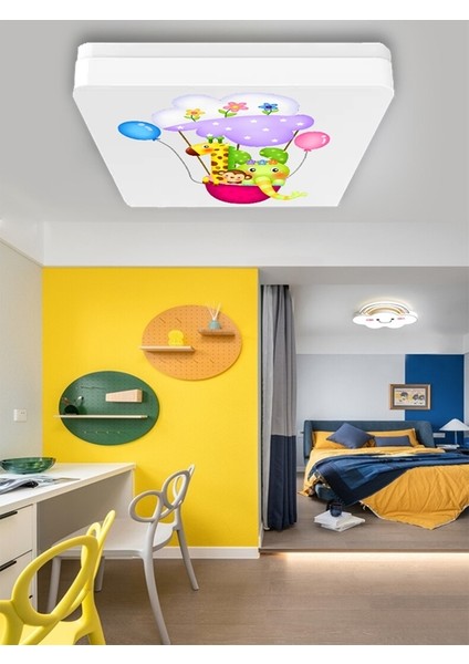 Lüks Çocuk Odası Avize 25WATT-30 cm x 30 cm Lüks LED Aydınlatma, Hayvan Dostlar Çocuk Odası Avize