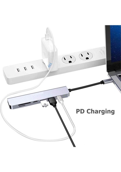 CH-13C Macbook Uyumlu Type-C To 2* USB 3.0 Sd Tf 4K Hd 1080P HDMI Pd Kart Okuyucu Çevirici Hub Adaptör fiyatları