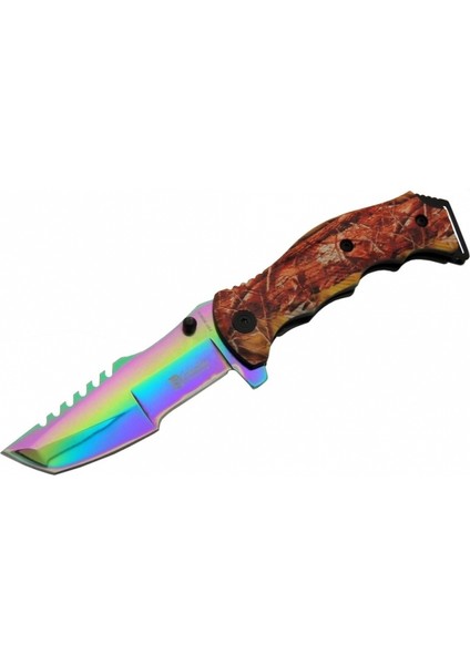 Fst 3039 A Tırtıklı Gökkuşağı Kamp Çakı 23 cm - G10 Sap, Yarı Otomatik