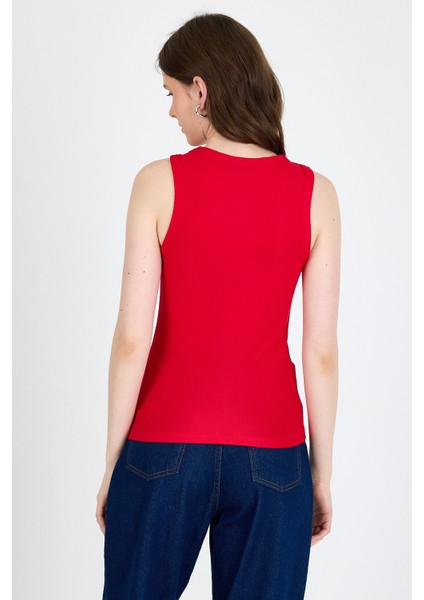 Kırmızı Inci Taş Detaylı Halter Yaka Ribanalı Atlet 0649 indirimleri