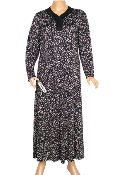 Kadın Demet Büyük Beden Kuplu Boydan Siyah Elbise Desen 74