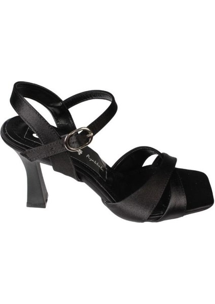Yazkış Kadın Siyah Gümüş Saten Çapraz Bantlı 9cm Kadeh Topuk Bilekten Bağlamalı Ayakkabı fiyatları
