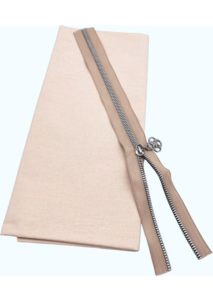 120X50 cm Pamuklu Astarlık Kumaş Bej ve 30 cm Bej Renk Fermuar