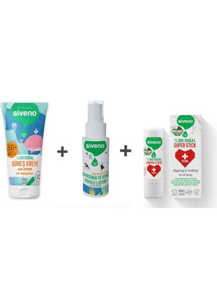 Doğal Yaz Seti 50ML Sinek Kovucu+Yatıştırıcı Stick+Güneş Kremi SET003