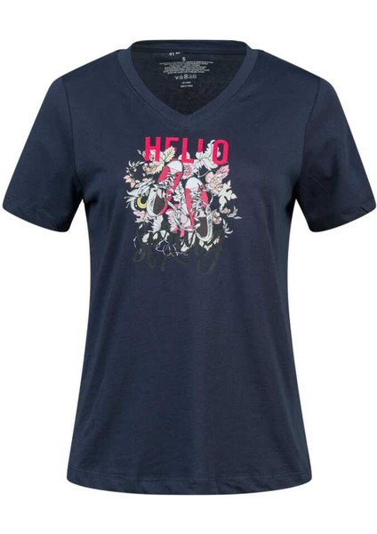 Alone Baskılı V Yaka Kadın T-Shirt 402 indirimleri