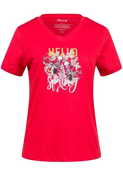 Alone Baskılı V Yaka Kadın T-Shirt 402