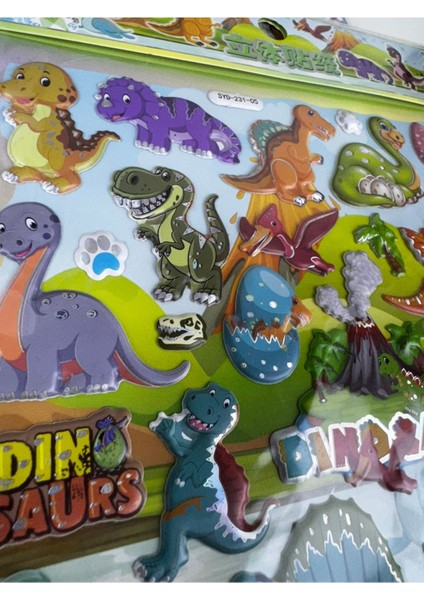 Sevimli Dinazorlar 3D Kabartmalı Sticker