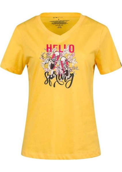 Alone Baskılı V Yaka Kadın T-Shirt 402