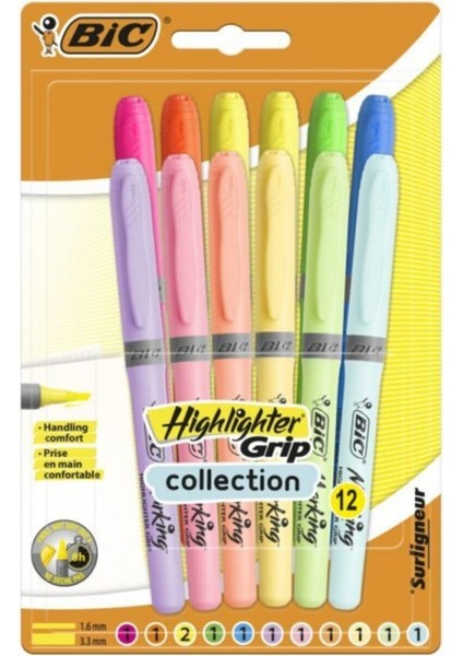 Pastel 6 Pastel + 6 Canlı Renk 12'li Fosforlu Kalem - Blister