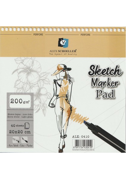 Spiralli Sketch Marker Pad 200gr 20x20cm 40 Yaprak