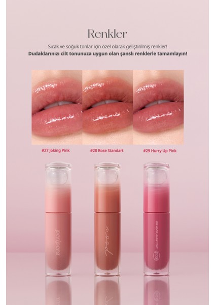 Kalıcı, Pigmentli, Parlak Bitişli Tint PERIPERA Ink Mood Glowy Tint 27 Joking Pink (Tteok Recipe) modelleri