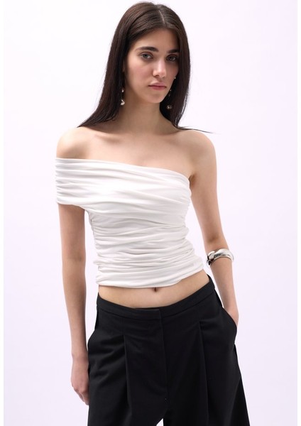 Tek Omuz Büzgülü Bluz fırsatları