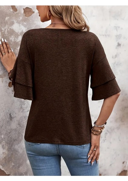 Kadın Kısa Kollu V Yakalı Viskon Bluz indirimleri