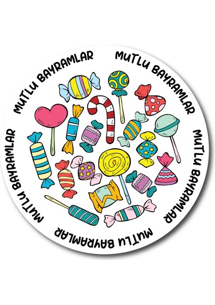 Mutlu Bayramlar Yazılı Etiket Sticker Kargo,hediye Paket Sticker 48 Ad