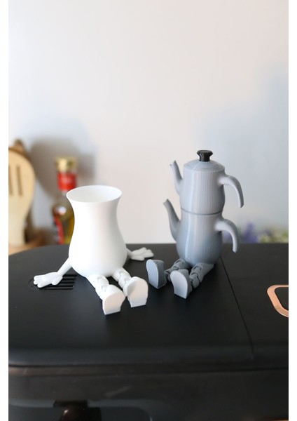 2'li Çaydanlık ve Çay Bardağı Seti - Ayaklı Sevimli Ince Belli Ajda Bardak Çay Köşesi Seti indirimleri