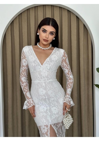 Lively Dantelli Midi Elbise