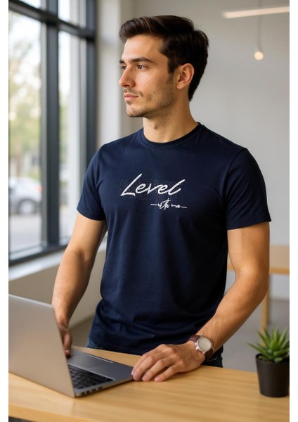 Erkek Nakış Baskılı Yumuşak Pamuklu T-Shirt