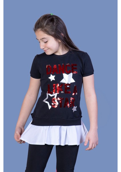 Kız Çocuk Dance Pul Nakışlı Tişört