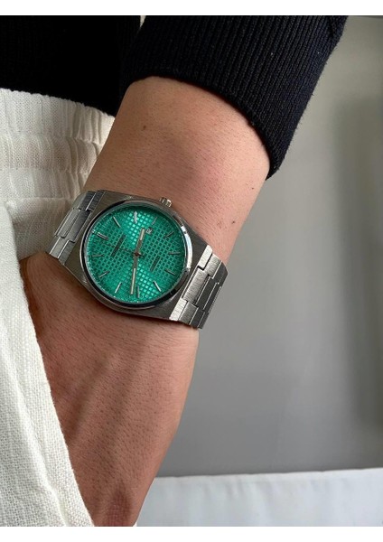 Turquoise Dial Silver Vintage Wristwatch