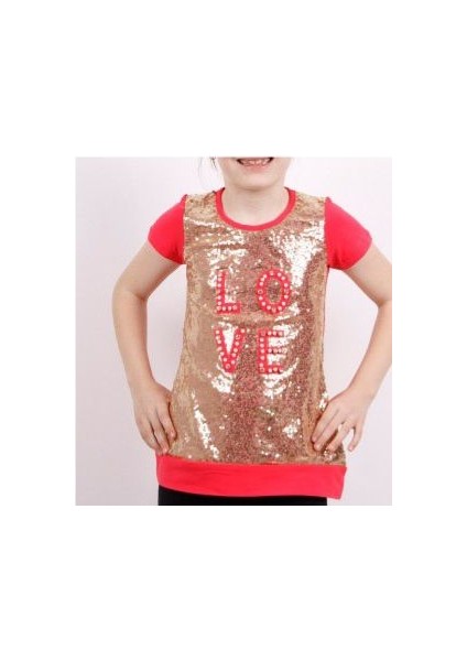 Kız Çocuk Önü Komple Pullu Tişört