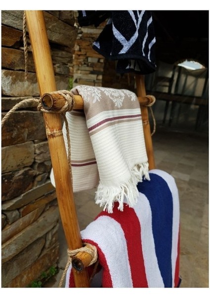 Dekoratif Merdiven ,jüt Ipli 5 Katlı Bambu Banyo Mutfak Havlu Askısı Demonte Merdiven Havluluk indirimleri