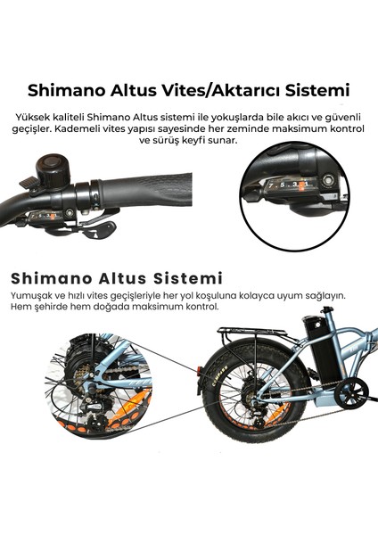 R-200 Elektrikli Katlanabilir Bisiklet 10AH Shimano Altus 20 Inç Şehir Bisikleti