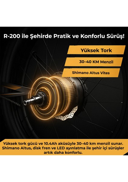 R-200 Elektrikli Katlanabilir Bisiklet 10AH Shimano Altus 20 Inç Şehir Bisikleti