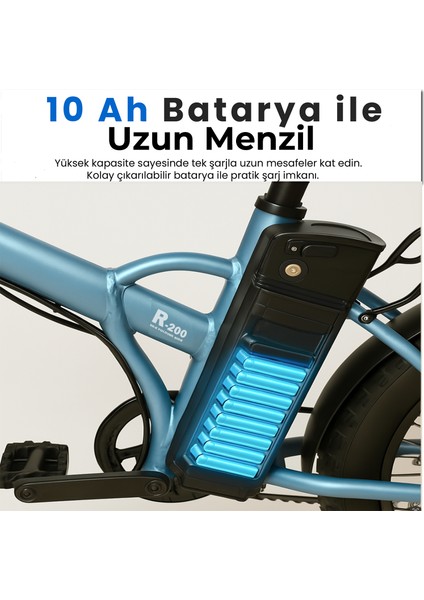 R-200 Elektrikli Katlanabilir Bisiklet 10AH Shimano Altus 20 Inç Şehir Bisikleti