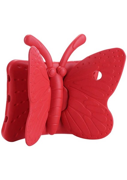 iPad 10.2 2021 (9.nesil) Uyumlu Mkst Butterfly Standlı Tablet Kılıf-Kırmızı