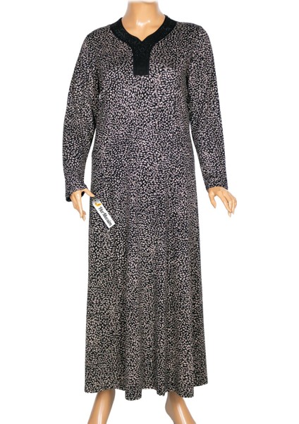 Kadın Demet Büyük Beden Kuplu Boydan Siyah Elbise Desen 69