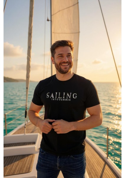 Erkek Nakış Baskılı Yumuşak Pamuklu T-Shirt fırsatları