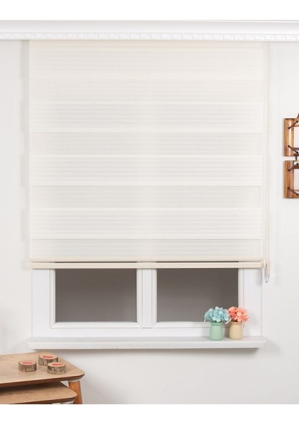 Perdehanem Geniş Plise Zebra Perde Krem fiyatları