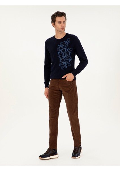 Erkek Kahverengi Straight Fit Pamuk Karışımlı Kadife Kanvas Pantolon 50292429-VR029 modelleri