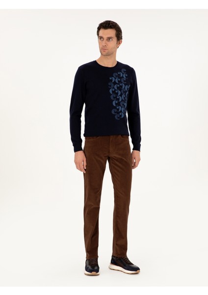 Erkek Kahverengi Straight Fit Pamuk Karışımlı Kadife Kanvas Pantolon 50292429-VR029