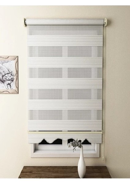 Pliseli Krem MZ481 Etekli Stor Zebra Perde 230 x 260