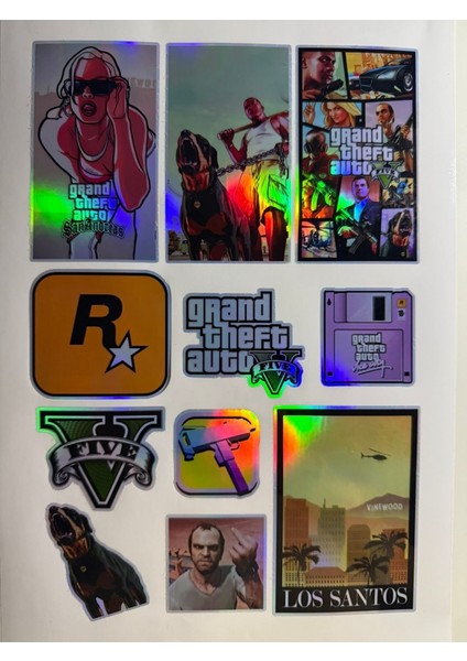 Gta V Sticker ( Etiket ) Notebook,kask, Duvar, Bisiklet, Motosiklet, Dolap, Kapı A4 Boyutlarında