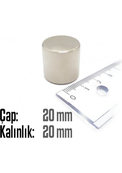 Neodyum Mıknatıs Silindir Çap 20MM , Kalınlık 20MM ( 1 Adet) fiyatları
