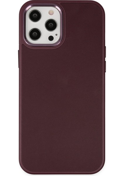 Iphone 12 Pro Max Kılıf Asya Deri Silikon - Mürdüm Gnzrz