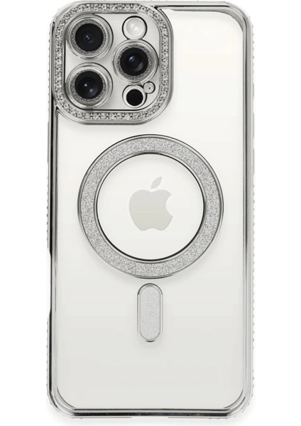 Iphone 16 Pro Max Kılıf Joke Simli Magneticsafe Kılıf - Gümüş Gnzrz