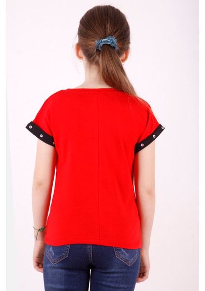 Kız Çocuk Kız Baskılı Kolları Inci Detaylı Tişört modelleri