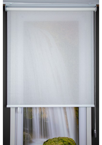 Beyaz LUN Serisi ( LUN610 ) Metal Kasa Saydam Screen Kumaş Stor Perde