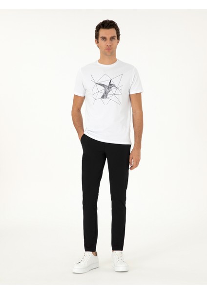 Erkek Siyah Slim Fit Beli Lastikli Esnek Kanvas Pantolon 50306188-VR046