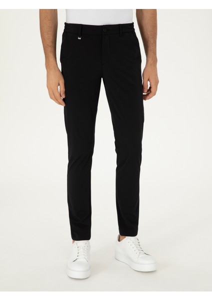 Erkek Siyah Slim Fit Beli Lastikli Esnek Kanvas Pantolon 50306188-VR046 fiyatları