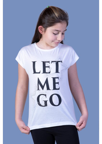 Kız Çocuk Let Me Go Baskılı Tişört