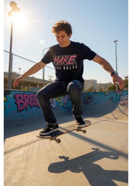 Erkek Baskılı T-Shirt Yumuşak Pamuklu Kumaş