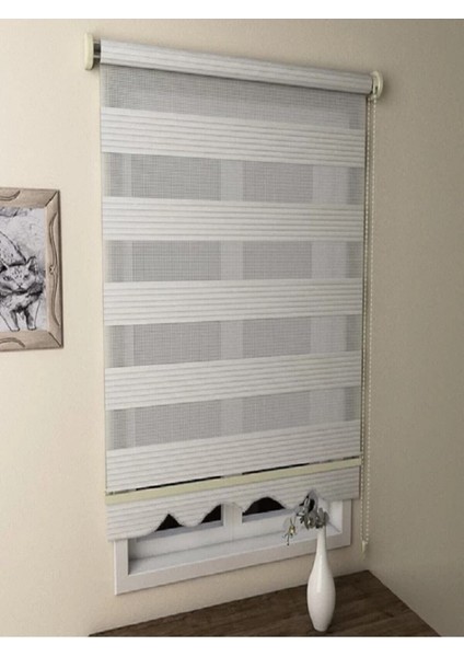 Pliseli Krem MZ481 Etekli Stor Zebra Perde 230 x 260