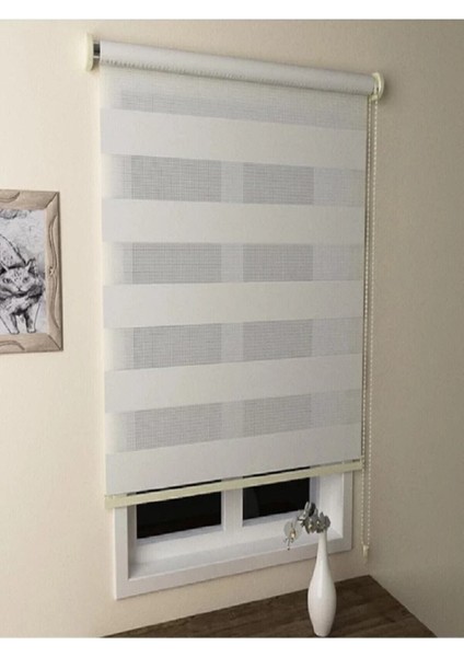 Beyaz Düz Stor Zebra Perde 220 x 240