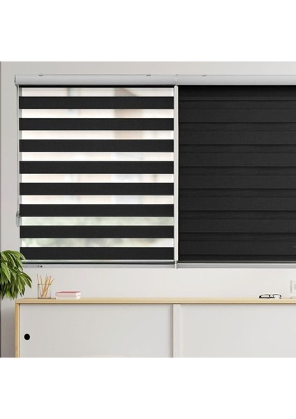 Siyah Stor Zebra Perde Oygusuz
