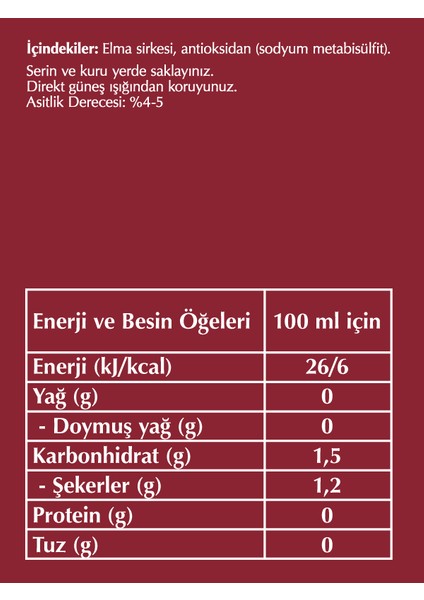 Elma Sirkesi Pet 1000 ml.
